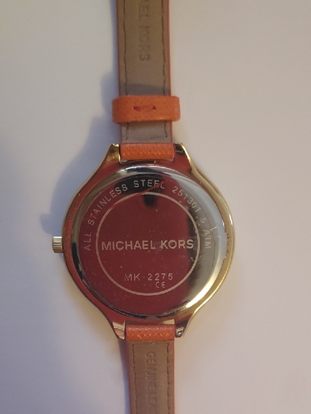 Michael Kors Watch Large Face Gold And Orange Leather Band - Picture 6 of 16